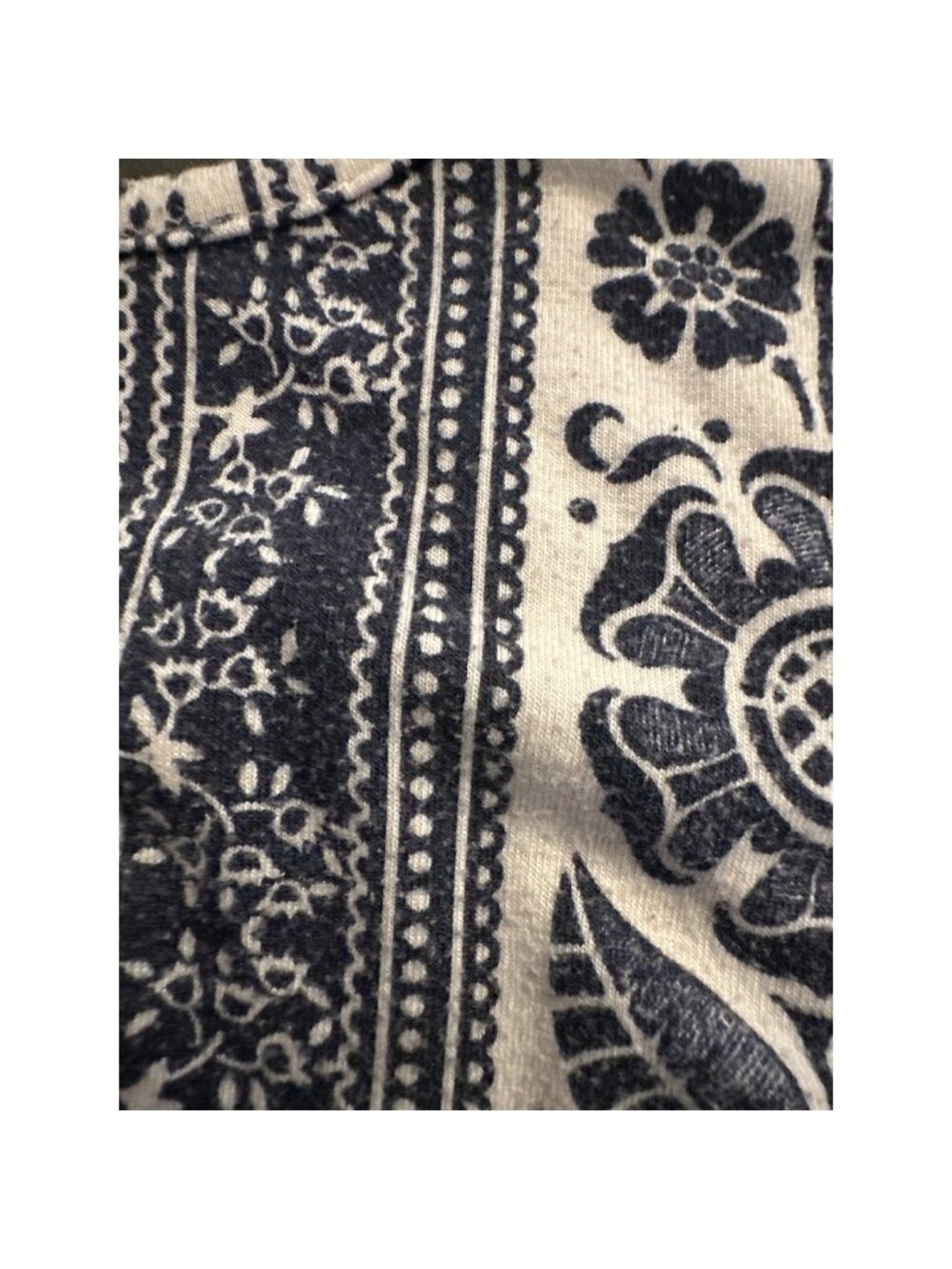 Floral Paisley Crop Top Navy Blue White Boho Festival Tank M - Picture 5 of 6